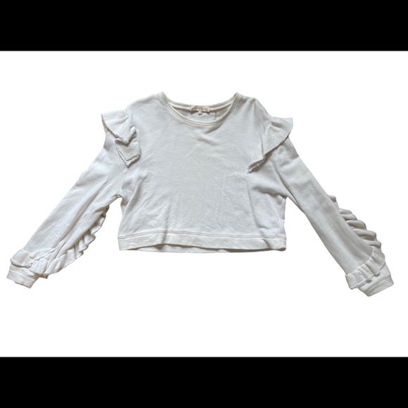 LoveShackFancy Cropped Ruffle Sweatshirt S - Picture 4 of 4